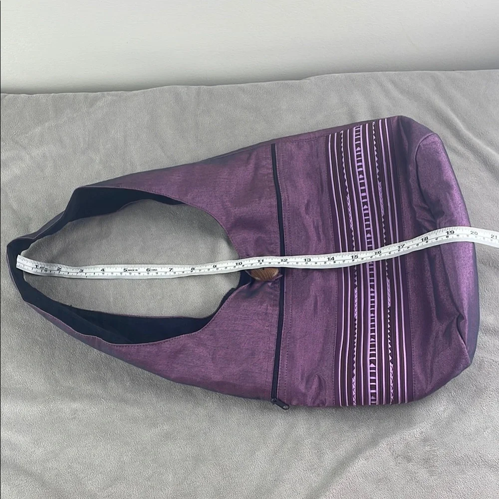 Purple Thailand Fabric Bag Wooden Button Detail